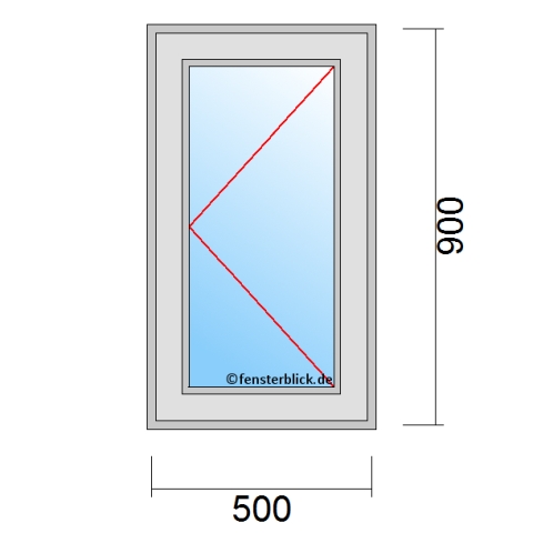 Fenster 500x900mm Dreh-Rechts technische Details