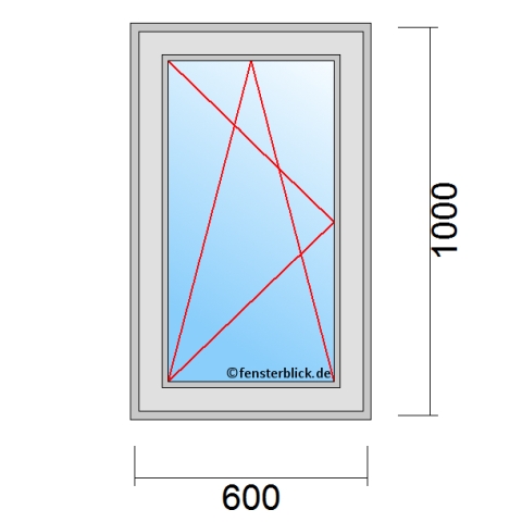 Fenster 600x1000mm Dreh-Kipp-Links technische Details
