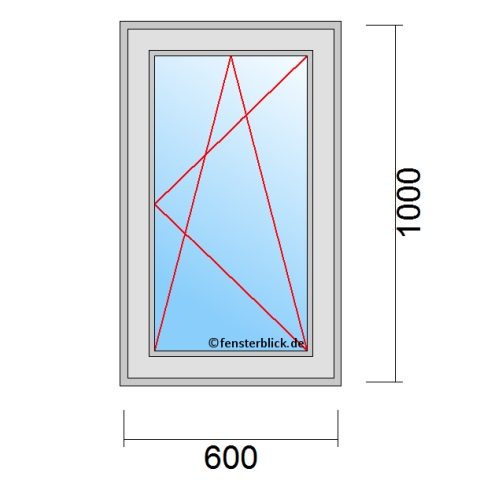 Fenster 600x1000mm Dreh-Kipp-Rechts technische Details