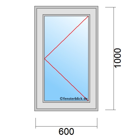 Fenster 600x1000mm Dreh-Rechts technische Details