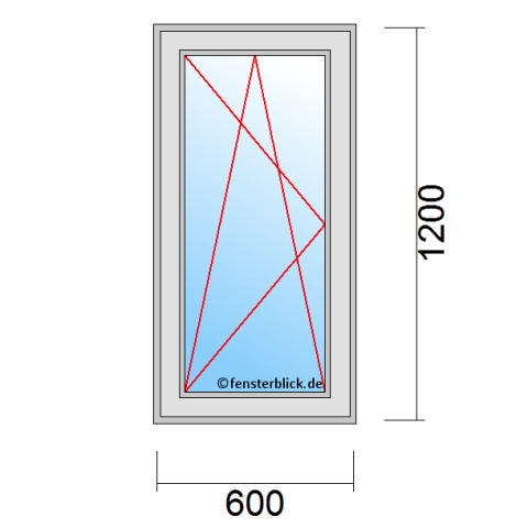 Fenster 600x1200mm Dreh-Kipp-Links technische Details