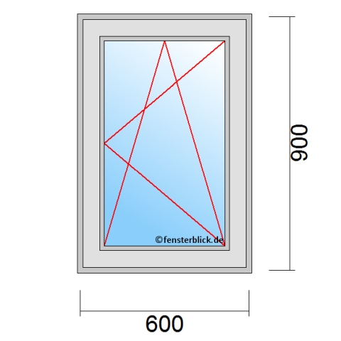 Fenster 600x900mm Dreh-Kipp-Rechts technische Details