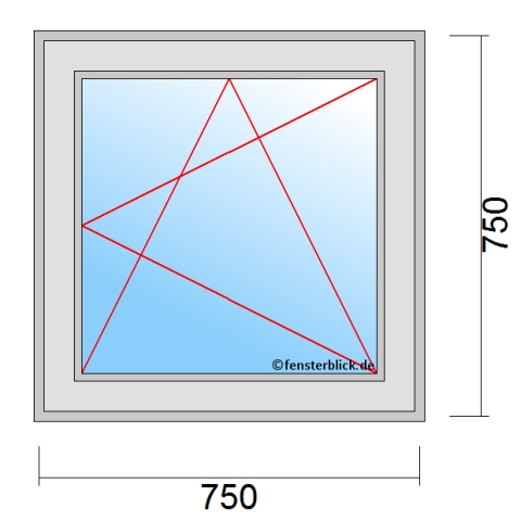 Fenster 750x750mm Dreh-Kipp-Rechts technische Details