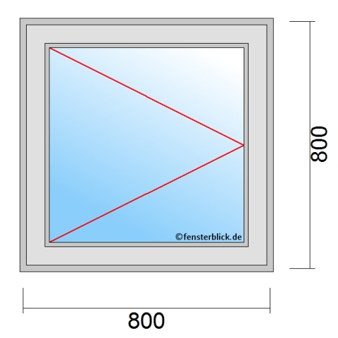 Einflügeliges Fenster 80x80 cm mit Dreh-Links Öffnung technische Details