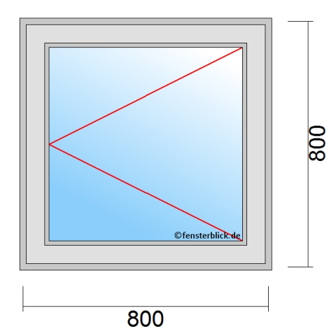 Einflügeliges Fenster 80x80 cm mit Dreh-Rechts Öffnung technische Details