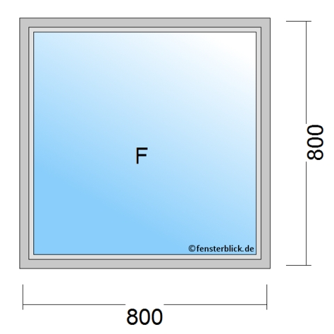 Einflügeliges Fenster 80x80 cm Festverglasung ohne Rahmen technische Details