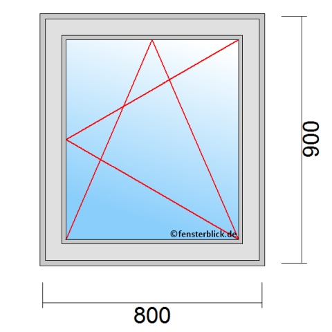 Einflügeliges Fenster 80x90 cm mit Dreh-Kipp-Rechts Öffnung technische Details