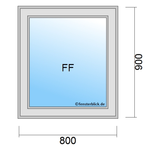 Einflügeliges Fenster 80x90 cm Festverglasung mit Rahmen technische Details