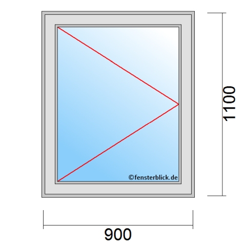 Einflügeliges Fenster 90x110 cm mit Dreh-Links Öffnung