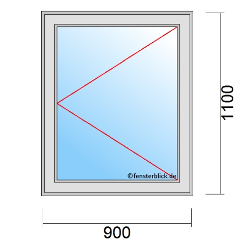 Einflügeliges Fenster 90x110 cm mit Dreh-Rechts Öffnung