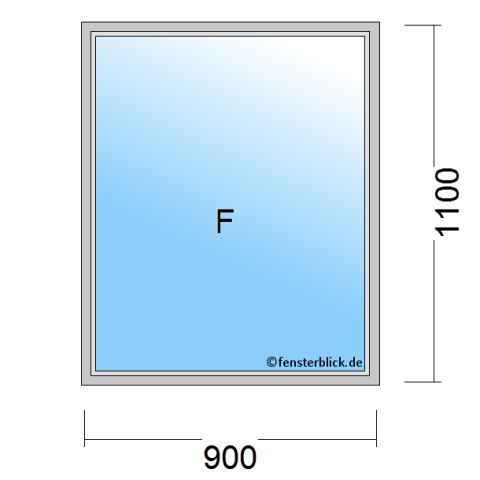 Einflügeliges Fenster 90x110 cm mit Festverglasung im Rahmen