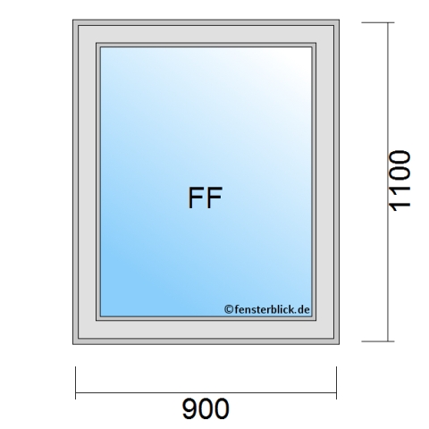 Einflügeliges Fenster 90x110 cm mit Festverglasung im Flügel