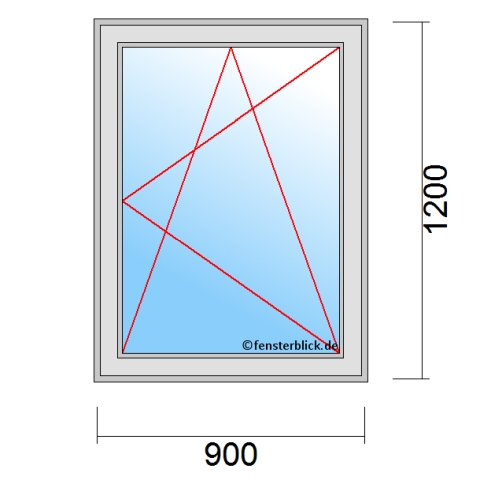 Einflügeliges Fenster 90x120 cm mit Dreh-Kipp-Rechts Öffnung