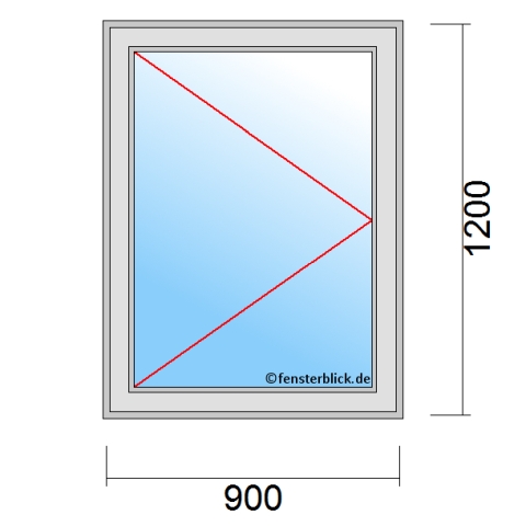 Einflügeliges Fenster 90x120 cm mit Dreh-Links Öffnung