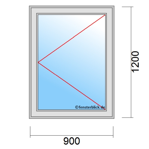 Einflügeliges Fenster 90x120 cm mit Dreh-Rechts Öffnung