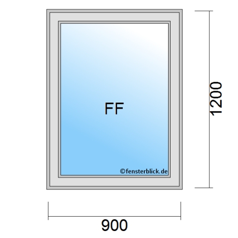 Einflügeliges Fenster 90x120 cm mit Festverglasung im Flügel