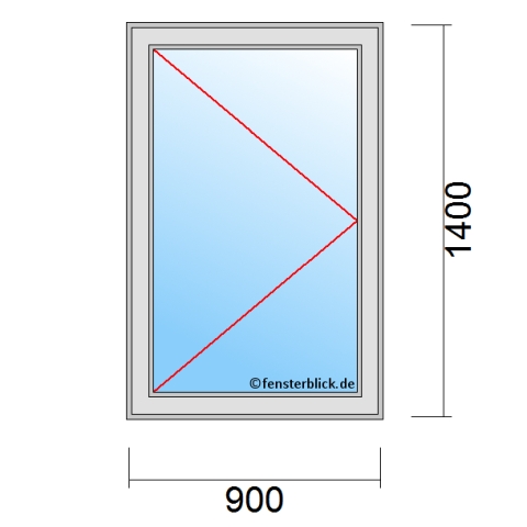 Einflügeliges Fenster 90x140 cm mit Dreh-Links Öffnung