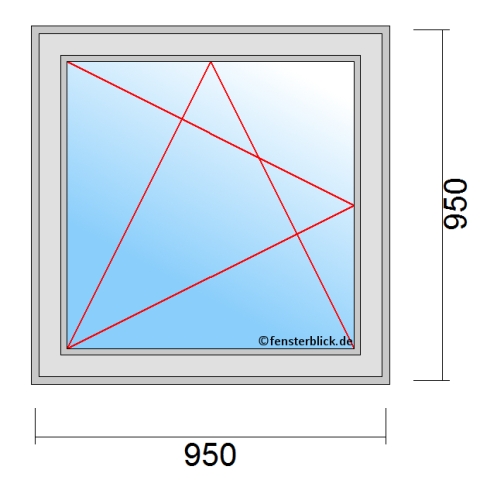 Einflügeliges Fenster 95x95 cm mit Dreh-Kipp-Links Öffnung