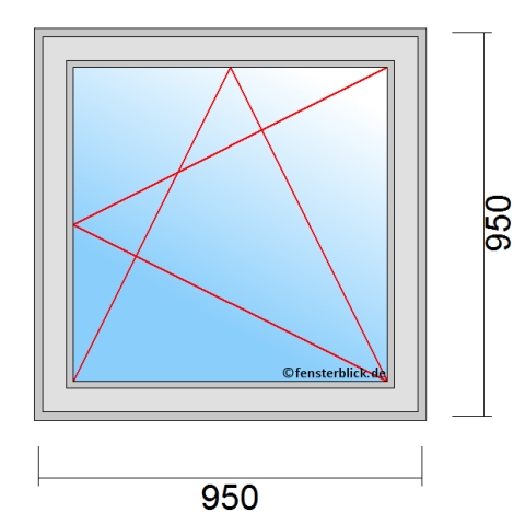 Einflügeliges Fenster 95x95 cm mit Dreh-Kipp-Rechts Öffnung