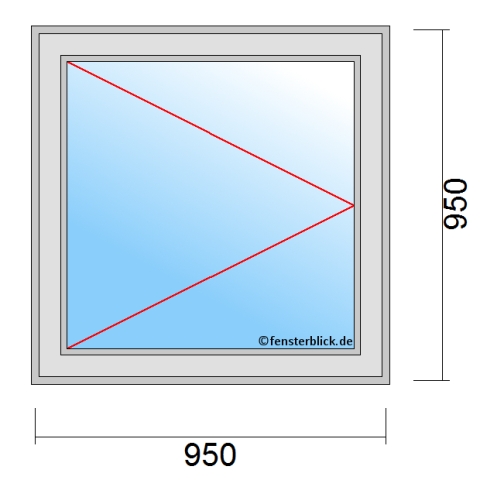Einflügeliges Fenster 95x95 cm mit Dreh-Links Öffnung