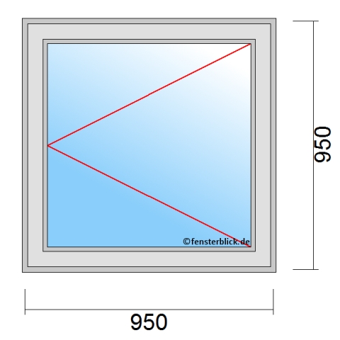 Einflügeliges Fenster 95x95 cm mit Dreh-Rechts Öffnung