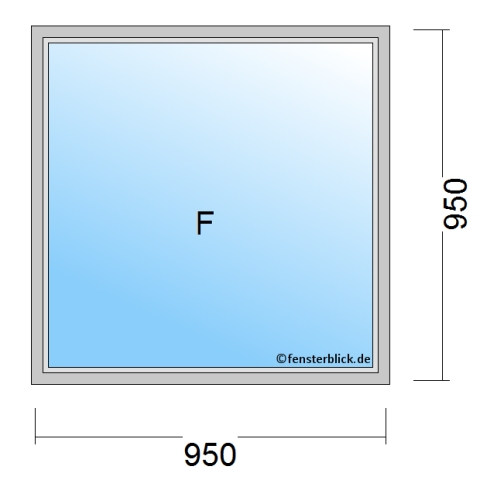Einflügeliges Fenster 95x95 cm mit Festverglasung im Rahmen