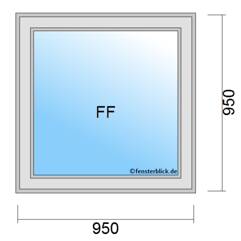 Einflügeliges Fenster 95x95 cm mit Festverglasung im Flügel