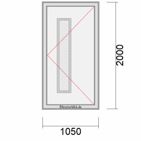 Haustür 1050x2000mm DR schematische Zeichnung