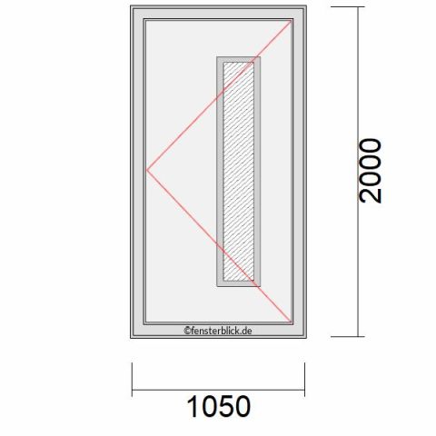 Haustür 1050x2000mm DR schematische Zeichnung