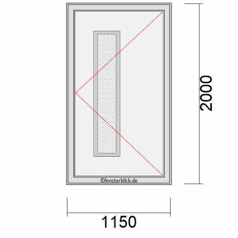 Haustür 1150x2000mm DR schematische Zeichnung