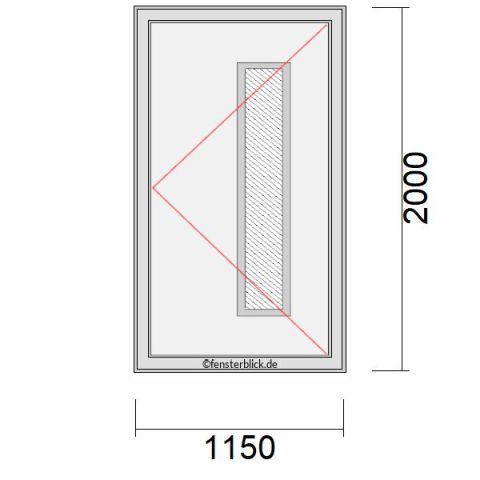 Haustür 1150x2000mm DR schematische Zeichnung