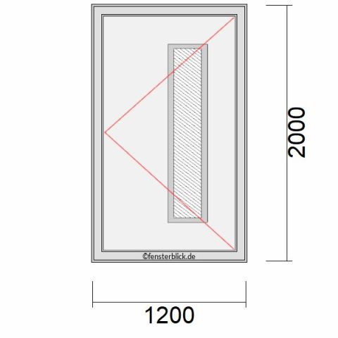 Haustür 1200x2000mm DR schematische Zeichnung