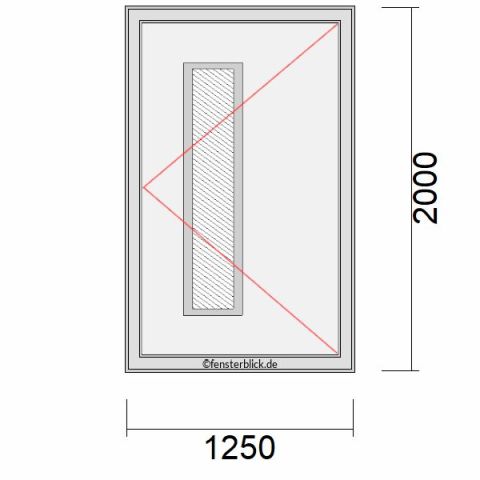 Haustür 1250x2000mm DR schematische Zeichnung