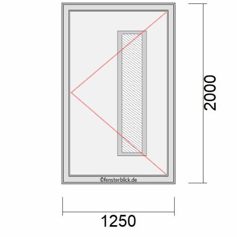 Haustür 1250x2000mm DR schematische Zeichnung