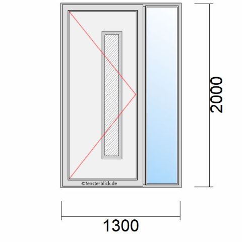 Haustür 1300x2000mm Dreh-Links Seitenteil Rechts