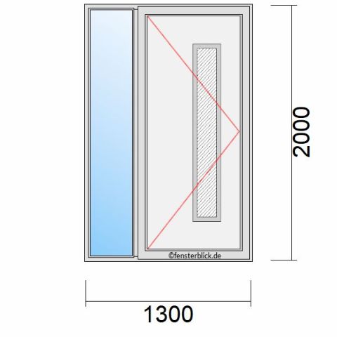 Haustür 1300x2000mm Dreh-Links mit Seitenteil Links