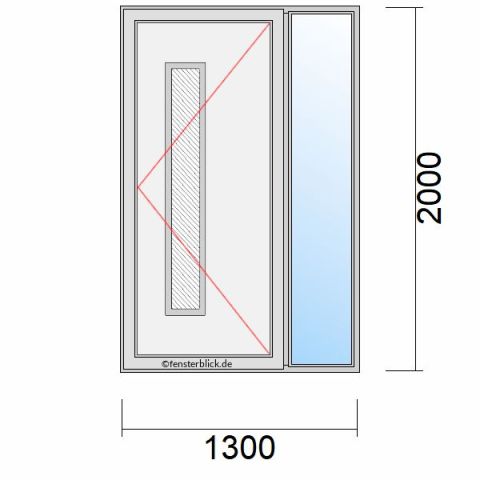 Haustür 1300x2000mm Dreh-Rechts mit Seitenteil Rechts