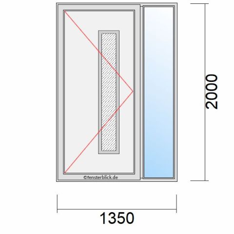 Haustür 1350x2000mm Dreh-Links Seitenteil Rechts