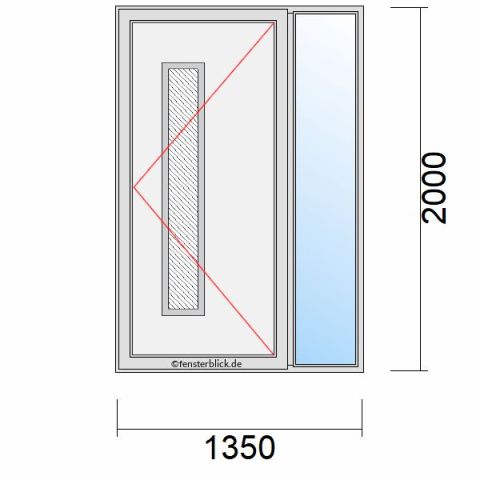 Haustür 1350x2000mm Dreh-Rechts mit Seitenteil Rechts