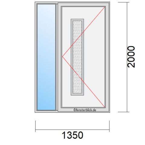 Haustür 1350x2000mm Dreh-Rechts mit Seitenteil Links