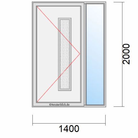 Haustür 1400x2000mm Dreh-Links Seitenteil Rechts