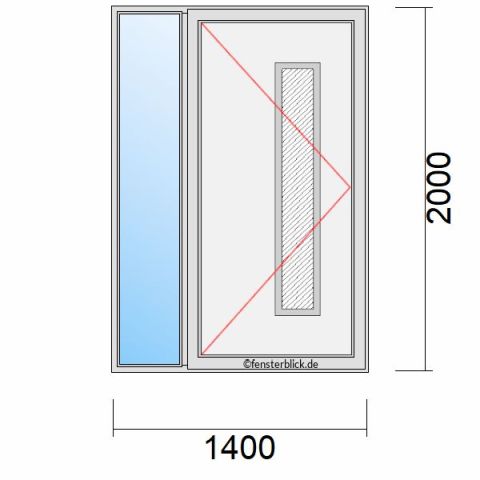 Haustür 1400x2000mm Dreh-Links mit Seitenteil Links