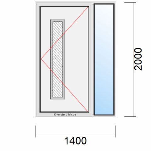 Haustür 1400x2000mm Dreh-Rechts mit Seitenteil Rechts