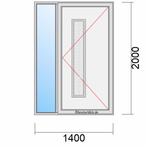 Haustür 1400x2000mm Dreh-Rechts mit Seitenteil Links