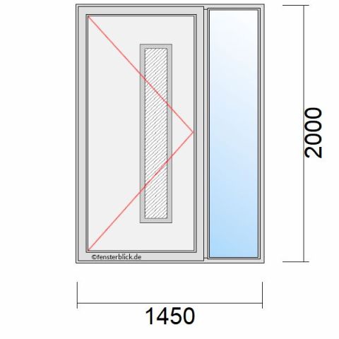 Haustür 1450x2000mm Dreh-Links Seitenteil Rechts