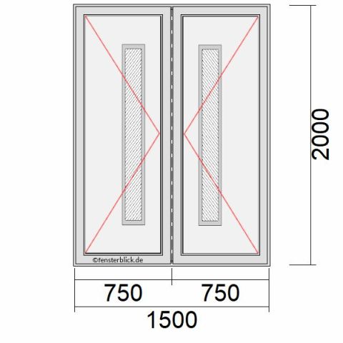 2-flg. Haustür 150x200cm mit Stulp