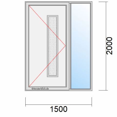 Haustür 1500x2000mm Dreh-Links Seitenteil Rechts