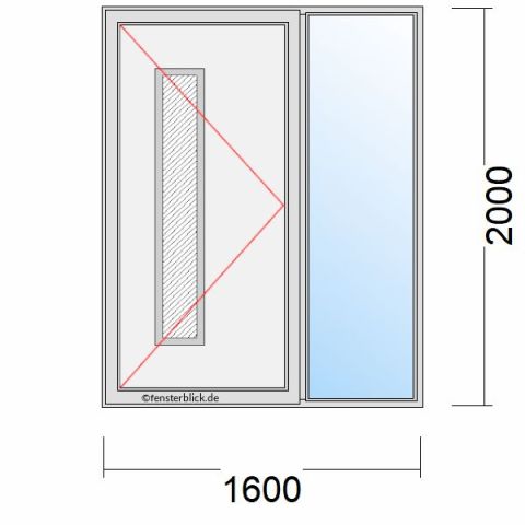 Haustür 1600x2000mm Dreh-Links mit Seitenteil Links