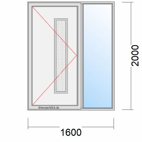 Haustür 1600x2000mm Dreh-Links Seitenteil Rechts