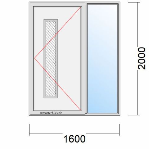 Haustür 1600x2000mm Dreh-Rechts mit Seitenteil Links